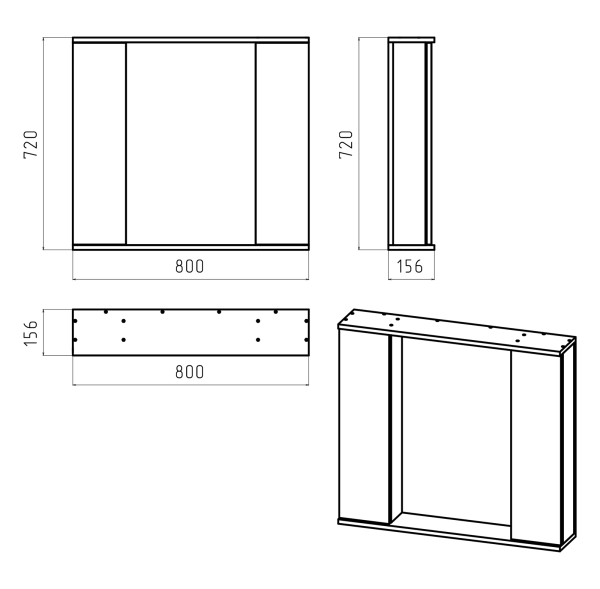 Зеркало-шкаф (80х72) Misty Лира 80 П-Лир04080-013