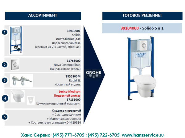 Сиденье с микролифтом SoftClose для унитаза Grohe 42465 000 (42465000)