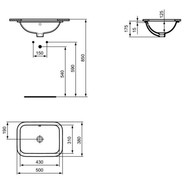 Раковина встраиваемая снизу Ideal Standard Connect (50x38) E505801 Раковина встраиваемая снизу Ideal Standard Connect (50x38) E505801