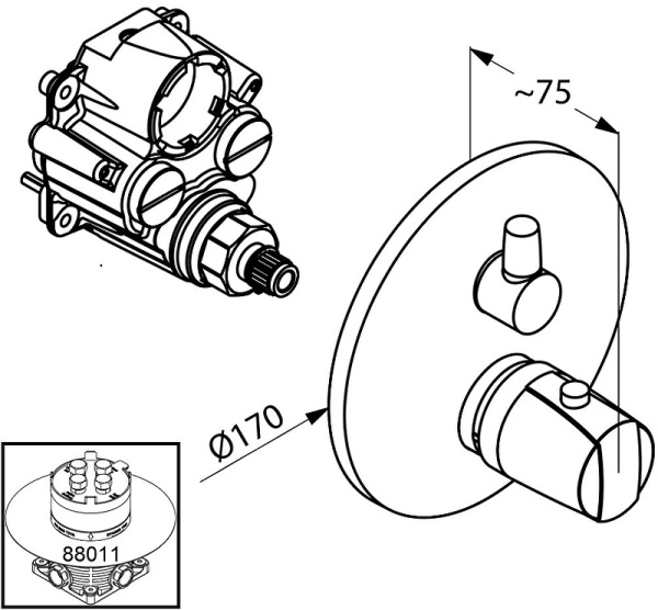 Термостат для ванны Kludi Objekta 358300538