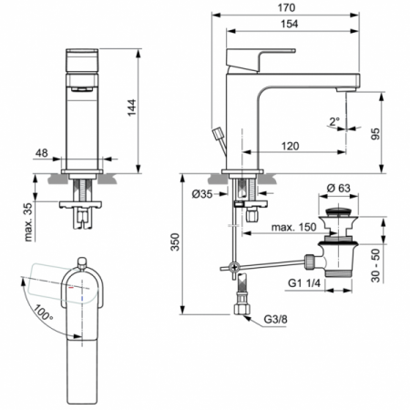 Смеситель для раковины Ideal Standard EDGE A7102AA, хром