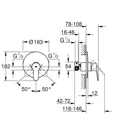 Смеситель для душа Grohe Bauedge 29078 000 (29078000) хром