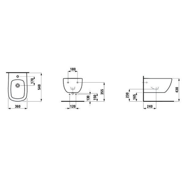 Биде подвесное Laufen Palomba 8.3080.1.400.304.1 LCC