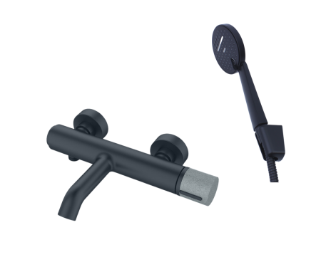 Смеситель для ванны Bronze de Luxe FOCUS черный/гранит 24603BG