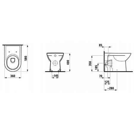 Унитаз напольный приставной  Laufen Pro 8.2295.1.000.000.1