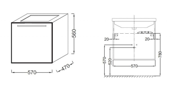 Тумба под раковину Jacob Delafon Struktura EB1284-E13