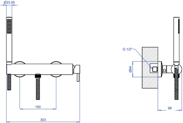 Смеситель для душа Margaroli Moderna RU2005AA01СR