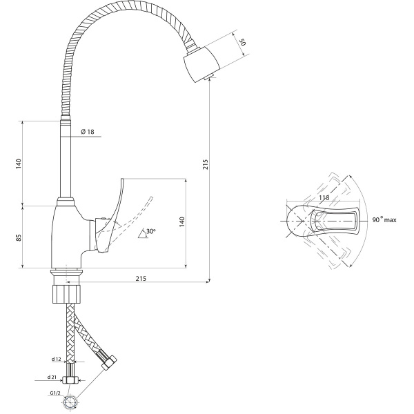 Смеситель для кухни Славен Прораб  Ц СЛ-ОД-Ц25