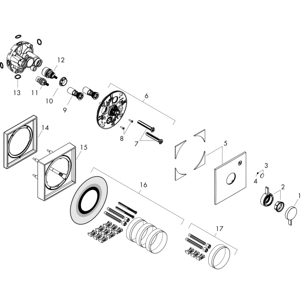 Смеситель для душа встраиваемый Hansgrohe DuoTurn E 75617700 белый матовый