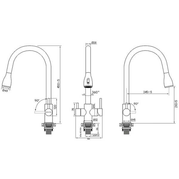 Смеситель для кухни с подключением к фильтру  Paulmark Lange La214212-CR