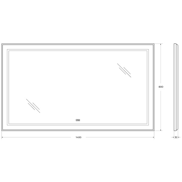 Зеркало (140х80) BelBagno Kraft SPC-KRAFT-1400-800-LED-TCH-WARM-NERO с подсветкой