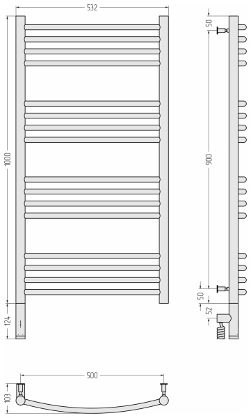 Полотенцесушитель электрический (100х50) Сунержа Богема 3.0 31-5802-1050 левый