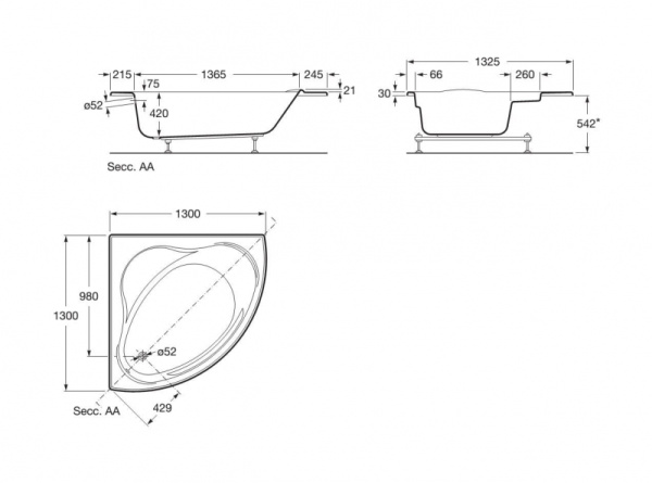 Акриловая ванна Roca Bali 248101001