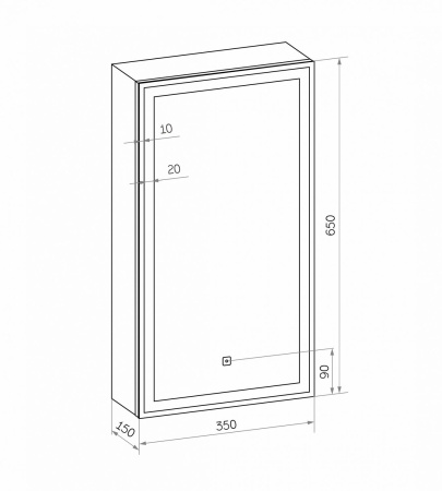 Зеркало-шкаф с подсветкой Art&Max TECHNO AM-Tec-350-650-1D-L-DS-F-Nero