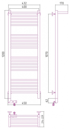 Полотенцесушитель Электрический Cунержа Богема с полкой 2.0 Левый (1200x400) Под "Золото" 03-5206-1240