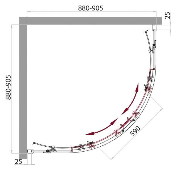 Душевой уголок (90х90) BelBagno SELA-R-2-90-P-Cr