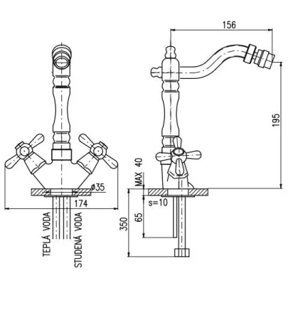 Смеситель для биде Rav Slezak Morava Retro MK120.5/9Z
