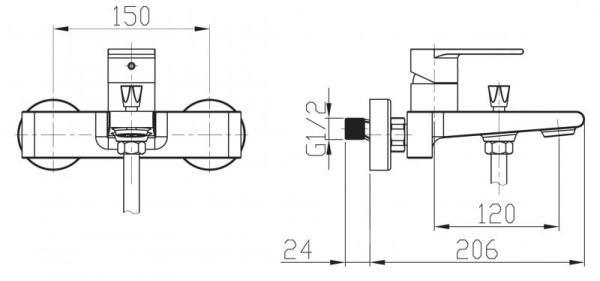 Смеситель для ванны  BelBagno NOVA NOV-VASM-IN