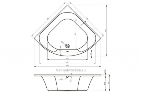 Акриловая ванна RIHO Atlanta (140x140) BB7000500000000 без гидромассажа Акриловая ванна RIHO Atlanta (140x140) BB7000500000000 без гидромассажа