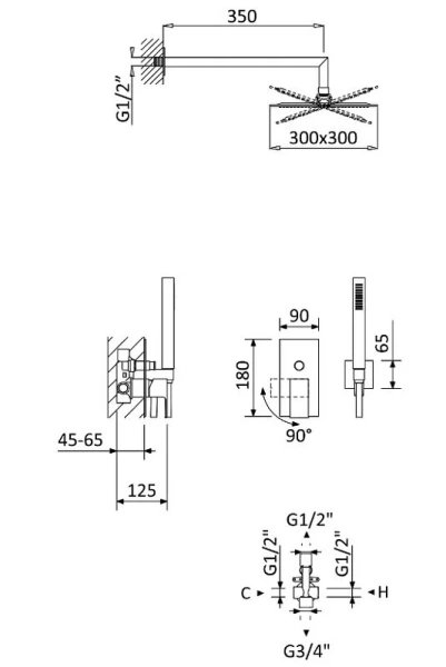 Душевой комплект Cezares Porta PORTA-DSIPQ-30-01