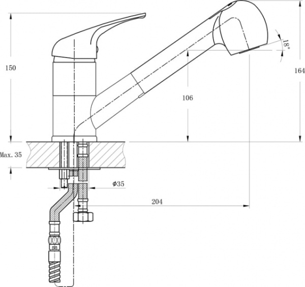 Смеситель для кухонной мойки RUSH Corsica CO4240-25 Смеситель для кухонной мойки RUSH Corsica CO4240-25