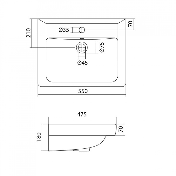 Раковина встраиваемая Onika Тигода 55 1WH302126
