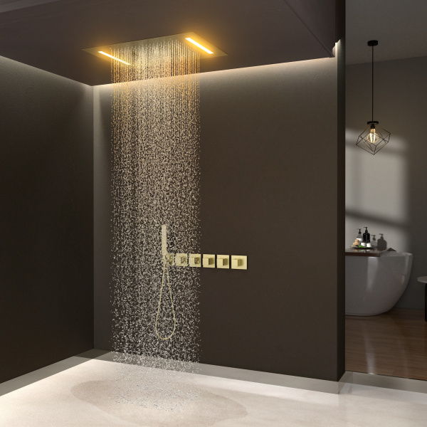 Душевая система встроенная с термостатом Timo Petruma золото матовое SX-5229/17SM