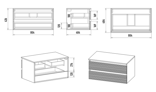 Тумба под раковину Brevita Dakota 80 DAK-09080-19/02-2Я