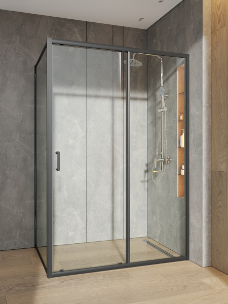 Душевой уголок без поддона (130х88,5) Orange E23-13090TB матовый черый