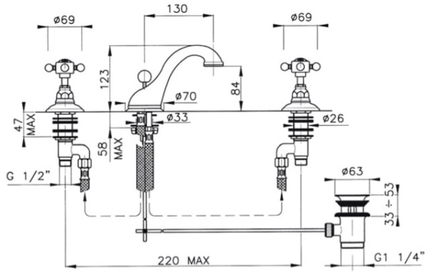 Смеситель Nicolazzi DAMES ANGLAISES 1408GO78 Смеситель Nicolazzi DAMES ANGLAISES 1408GO78