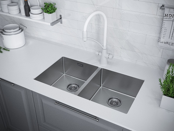 Кухонная мойка Paulmark Dopplet PM507844-BS брашированная нерж.сталь