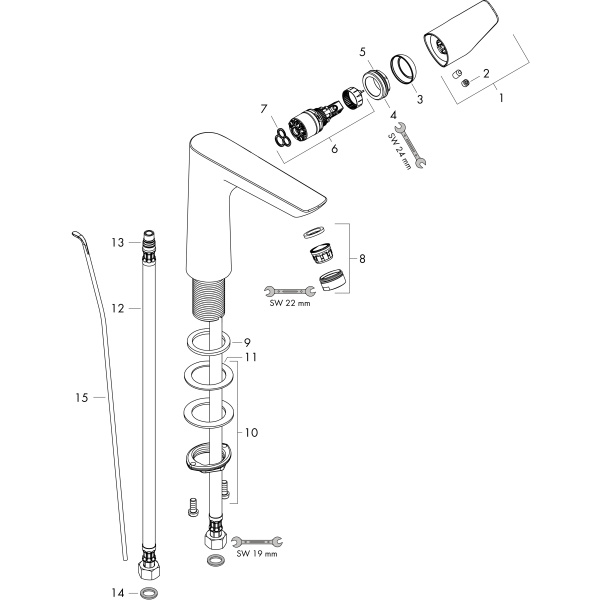 Смеситель для раковины с донным клапаном Hansgrohe Talis E 71754990 полированное золото