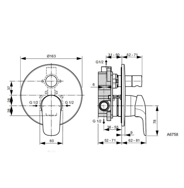 Смеситель для душа Ideal Standard Ceraflex A6758AA