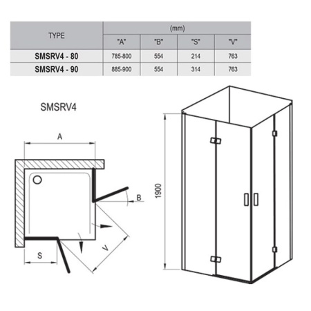 Душевой уголок Ravak Smsrv4-90 90х90 1SV77A00Z1