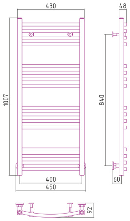 Полотенцесушитель водяной Сунержа Аркус (100х40) 00-0251-1040
