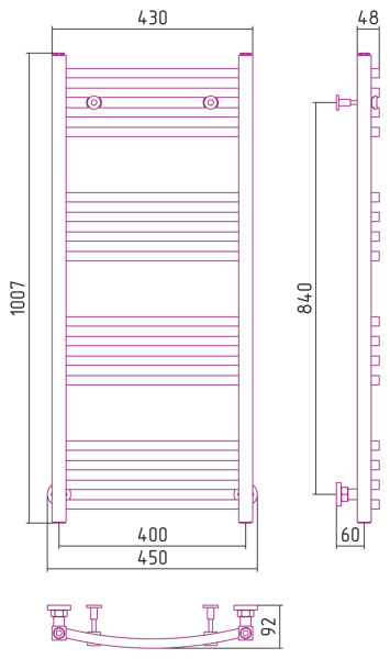 Полотенцесушитель водяной Сунержа Аркус (100х40) 30-0251-1040
