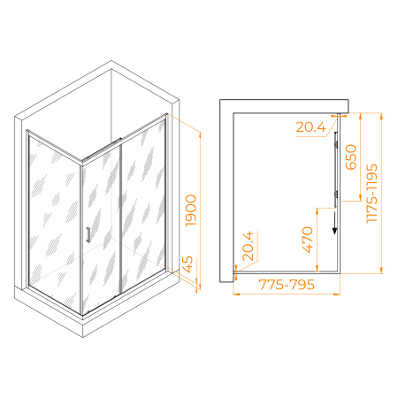 Душевой уголок (120х80) RGW Passage PA-245B 410824582-14 прозрачное