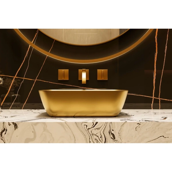 Раковина накладная ABBER Rechteck AC2200MMG золотой матовый