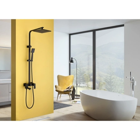 Душевая стойка ABBER Daheim AF8216BL с изливом, черная матовая