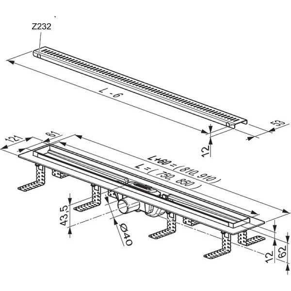 Душевой лоток Ravak Zebra 75 X01433