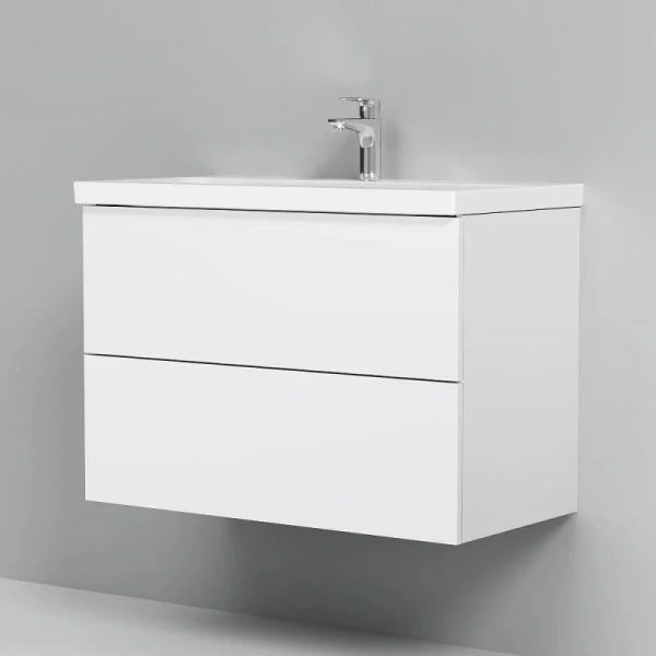 Тумба с раковиной 80 см Am.Pm Gem M90-FHX0802WG-WCC0802WG белый глянец