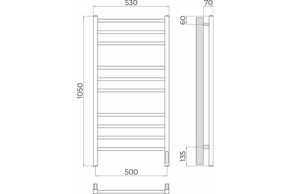 Полотенцесушитель электрический (50х105) П10 Terminus Ватикан 4670078544407