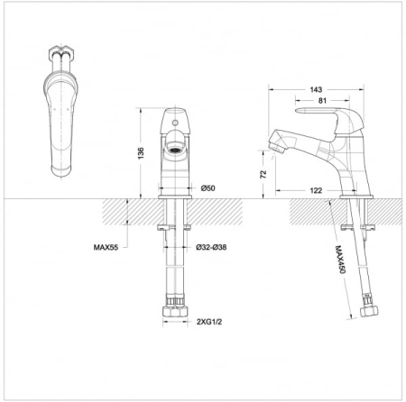 Смеситель для раковины Bravat Simple F1135193CP-RUS