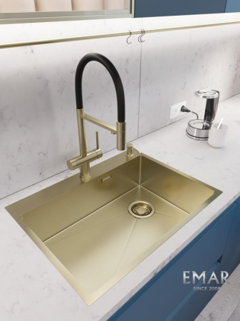 Кухонная мойка (66х50) EMAR EMB-660(TOP) PVD Matt Gold