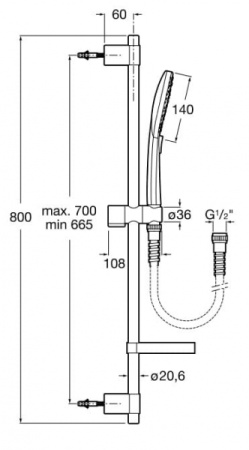 Душевой гарнтиур Roca Plenum Round 140/3F 5B1411CB0