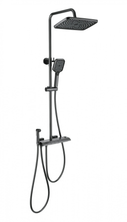 Душевая система с техническим душем и термостатом WONZON & WOGHAND MUSE Piano, темный графит WW-B4132-A-BGG