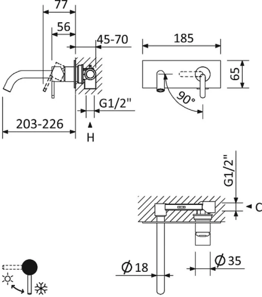Смеситель для раковины Cezares Leaf LEAF-BLI1-L-01-W0