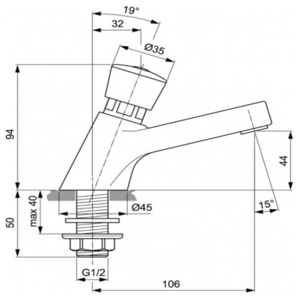 Кран для холодной воды Ideal Standard Alpha A1328AA, хром