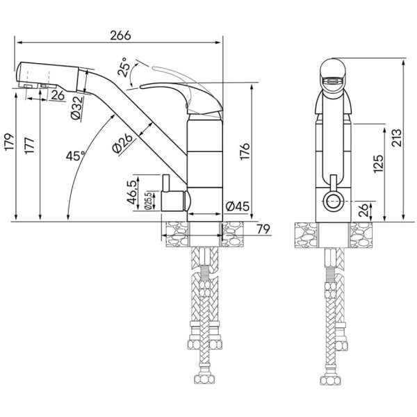 Смеситель для кухни с подключением к фильтру  Paulmark Hessen He213017-307