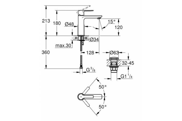 Смеситель для раковины GROHE Lineare New 23106 AL1 (23106AL1) темный графит матовый